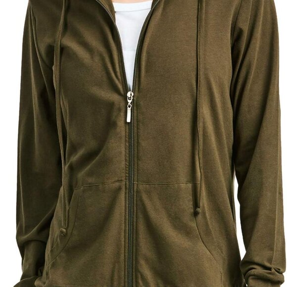 Women's Stylish Olive Zip Up Hoodie - Perfect Year-Round Lightweight Design - Picture 3 of 5